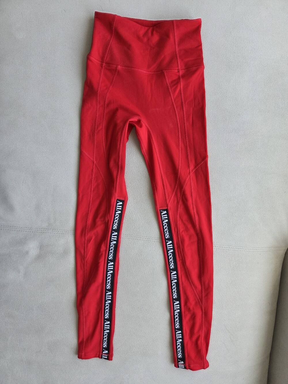 All Access for Bandier Red Polar Fleece Headliner Double Pocket Leggings in XS